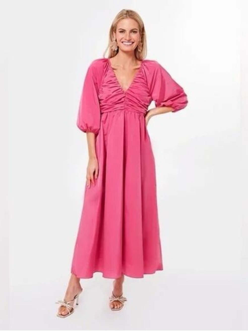 Tuckernuck Hyacinth House ' Fuchsia Puff-Sleeve Dress size small